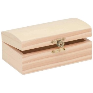 Cofanetto barocco aperto in legno di pino FSC® con chiusura, 14x8x6,3 cm, ideale per decorare.