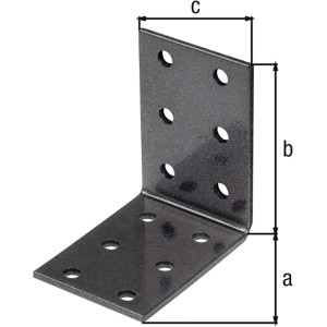 Alberts Duravis Lochplattenwinkel, 60x60x40 mm, Schwarzdiamant, Stahl mit Löchern.