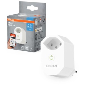 Prise Osram Smart+ Matter WiFi, blanche. Prise intelligente pour le contrôle de la maison intelligente.