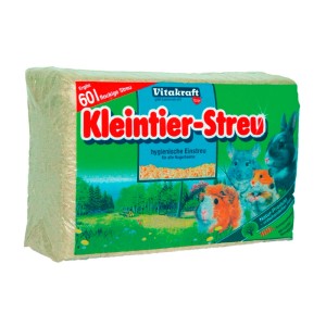 Confezione di lettiera per piccoli animali in legno tenero, assorbente e compostabile.