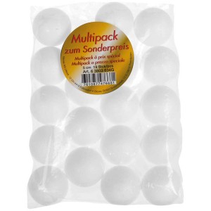 Boules de polystyrène, 5 cm, 19 pièces, pour le bricolage et la décoration.