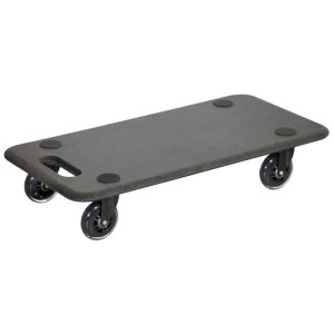 Chariot de transport noir Wagner MM1611 en MDF avec 4 roues et patins antidérapants, 575x290 mm.