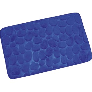 Tappeto bagno ciottoli blu scuro, 60x40 cm, microfibra, effetto ciottoli.