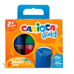 Carioca Baby Fingermalfarbe, 6 Farben im Set. Ideal für Kinder ab 2 Jahren zum kreativen Malen.