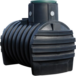 Cisterna di ritenzione 4rain Mono 3000 l nera in plastica per la ritenzione dell'acqua piovana.