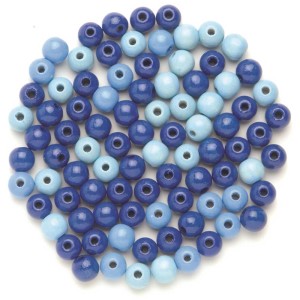 Holzperlen Buche, Blau-Mix, 8mm, 80 Stück, zum Schmuckbasteln.