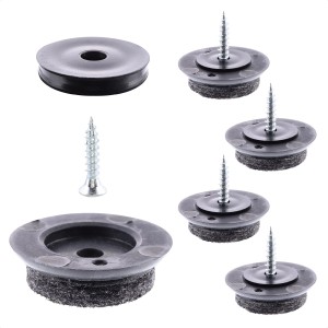 Wagner patin en feutre QuickClick Ultrasoft Slim, 12 pièces, noir-gris, Ø 25 mm. Jeu de patins pour meubles avec vis.