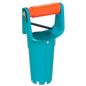Piantabulbi Gardena in acciaio con manico arancione per giardinaggio.
