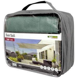 Voile d'ombrage Windhager Capri emballée, rectangulaire, olive, 3x4m. Idéal pour l'ombre au jardin.