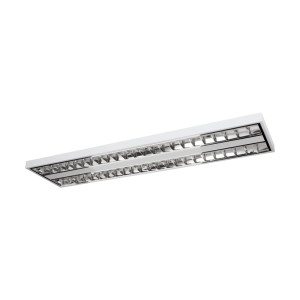 Plafoniera LED Eglo Martelliano bianca con griglia per luce senza abbagliamento. Pannello LED rettangolare, funzione CCT.