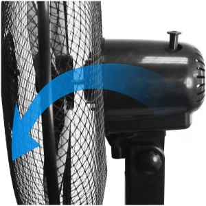 Gros plan : Ventilateur sur pied Emerio noir avec fonction pivotante.