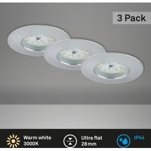 Spots LED encastrables Briloner Attach, lot de 3, aluminium, forme ronde rigide. Idéal pour salle de bain et salon.