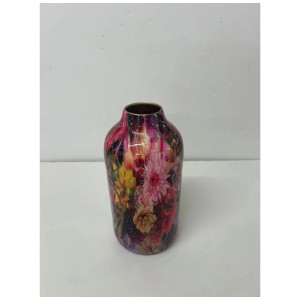Vaso per fiori in metallo multicolore a forma di bottiglia, Ø 12 cm, altezza 25 cm.