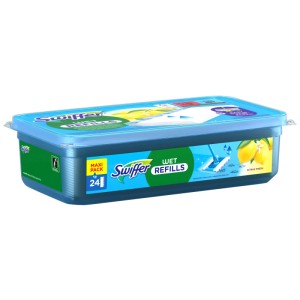 Swiffer Lingettes humides recharge, parfum citron, 24 pièces pour appareils de nettoyage.