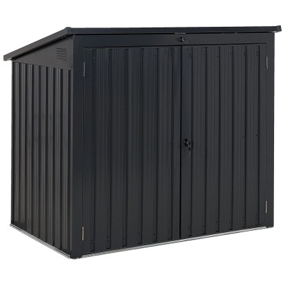 Beliani Gerätehaus Moena Stahl Graphitgrau (HxBxT) 134 x 96 x 158 cm