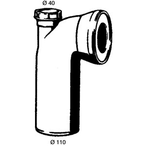 Coude de raccordement WC blanc, 90°, Ø 40/110 mm, pour connecter WC et tuyau d'évacuation.
