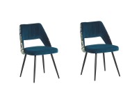 Chaise de salle à manger Ansley tissu velours Bleu mer set de 2