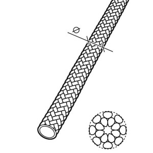 Abbildung eines weißen, geflochtenen Conacord Polyesterseils (Ø 1,7 mm) als Meterware.