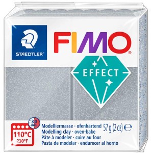 Fimo Effect Modelliermasse Silber Metallic, 57g, ofenhärtend für kreative Bastelprojekte.