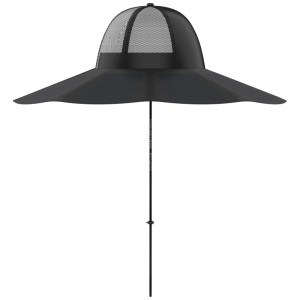 Chapeau solaire noir Ecoflow EF taille M/L avec large bord et insert en maille pour power stations.
