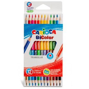 Carioca Bi-Color Farbstifte, 12 Stück mit 24 Farben im Set.