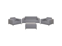 Beliani Lounge-Set Rovigo 5-Sitzer Schwarzes Gestell mit grauem Bezug