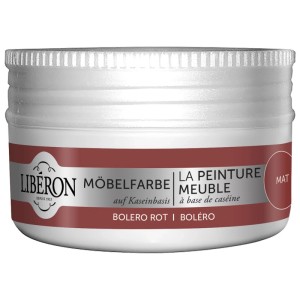 Libéron pittura per mobili a base di caseina Rosso Bolero, pittura per mobili in legno, barattolo da 0,075 l.
