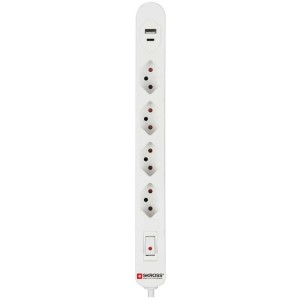 Ciabatta Skross con 4 prese T13, porte USB-C e USB-A.