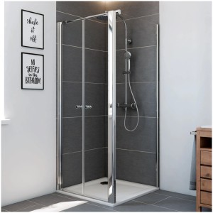 Pendeltür Elana 6 für Seitenwand, 200x90 cm, mit klarem Glas und Chromprofil.