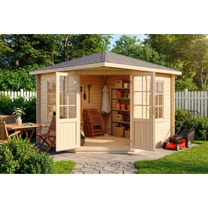 Alpholz Abri jardin Monica-40 Naturel 300 cm x 300 cm avec toit pointu