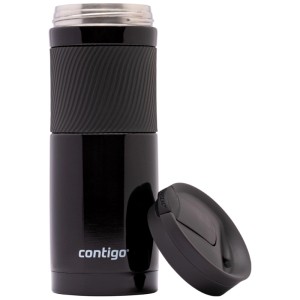 Contigo Byron thermos in acciaio inox, nero opaco, 590ml con coperchio aperto.