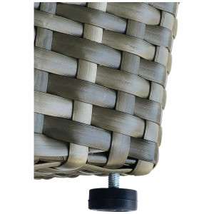Gros plan sur la colonne pour plantes Shadow en polyrotin, aspect osier, avec pied réglable.