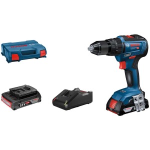 Bosch Professional GSB 18V-55 trapano avvitatore a percussione a batteria con batterie, caricabatterie e L-Boxx.