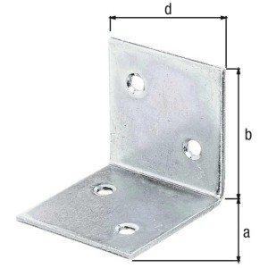 Équerre large en acier galvanisé Sendzimir, 40x40x40 mm, pour assemblage d'angle de constructions en bois.