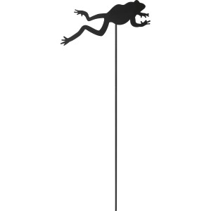 Dunkelgrauer Gartenstecker mit Frosch-Silhouette aus Eisen, 12x30cm, zur Gartendekoration.