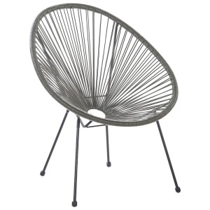 Sedia da giardino Beliani Acapulco grigio scuro con intreccio in polyrattan e struttura in acciaio nero.