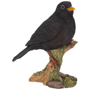 Detailreiche Amsel Dekofigur (Höhe 16 cm) für Garten & Zuhause.