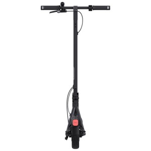 Schwarzer Segway Ninebot E-Kickscooter F2D, Ansicht von vorne mit Lenker und Rücklicht.