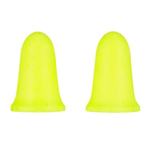 Deux bouchons d'oreille jaunes 3M en mousse pour une protection auditive confortable.