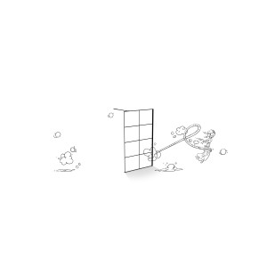 Illustrazione di una cabina doccia walk-in nera baliv DUK-120.131 con barra stabilizzatrice.