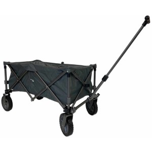 Chariot pliable gris avec cadre en acier et revêtement en polyester. Aide au transport pratique.