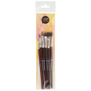 I Am Creative Universal Pinselset, 6-teilig, verschiedene Pinselformen im transparenten Pack.