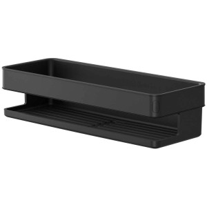 Panier de douche noir Tiger Carv en acier inoxydable, 6,9x28x10,5 cm, avec deux étagères.