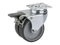 Doerner + Helmer Apparate-Doppellenkrolle mit Feststeller Grau verzinkt Ø 7,5 cm