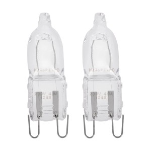 Zwei klare Eglo G9 Leuchtmittel, 40W, für Speziallampen. Kompaktes Design mit Stiftsockel.