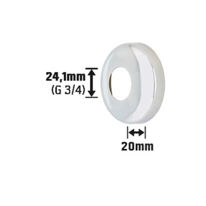 Rosace en laiton chromé, diamètre 24,1 mm, pour couvrir les passages muraux.