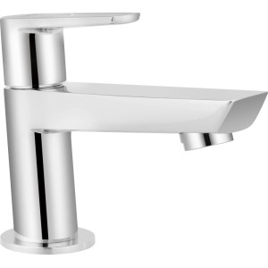 Robinet eau froide baliv KV-4010 chromé brillant. Mitigeur lavabo moderne avec levier plat et bec angulaire.