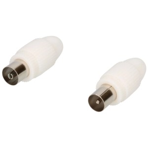 Set connettori antenna Schwaiger, bianco, per cavo coassiale e connessione antenna.