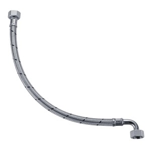 Tuyau de raccordement Flexo DN 13, coudé, 50 cm de long, pour applications sanitaires.