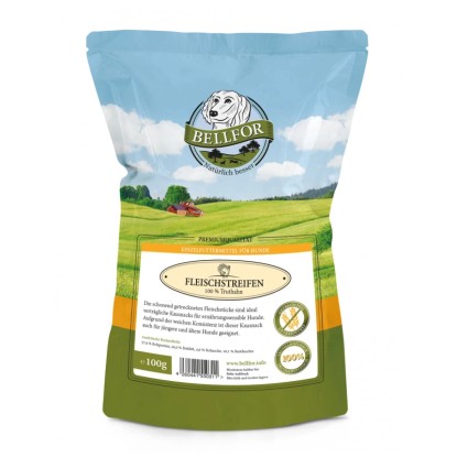 Bellfor Snack per cani a strisce di carne tacchino 100 g